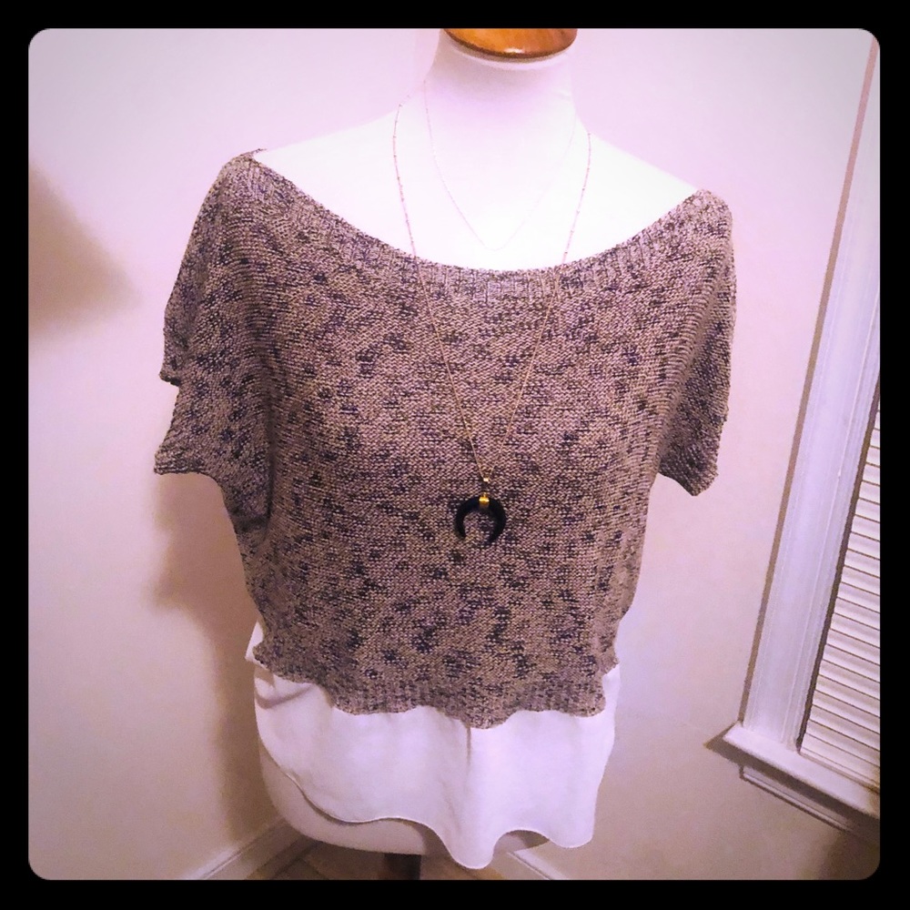 Moth Anthropologie Brand Cropped Sweater w/chiffon